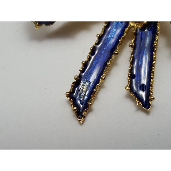 Vintage Victorian Tiffany & Co 18K Solid Yellow Gold Blue Enamel Bow Brooch Pin - Picture 16 of 16
